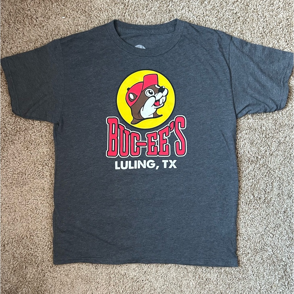 Youth Buc-ee’s Grey Luling Texas T Shirt Size L |A59